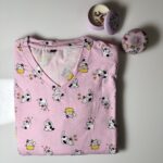 Baby Pink  Catty's Printed Knitted Cotton V-Neck Lounge Frock - M