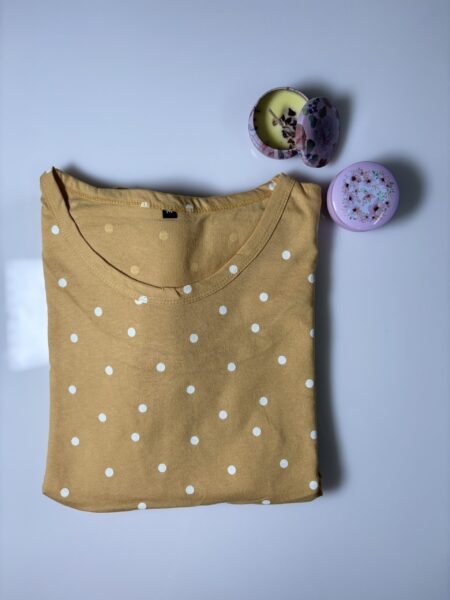 Light Brown and Dots Printed Puff Sleeve Feeding Maxi