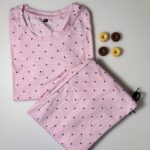 Baby Pink Dots Printed T-shirt and Palazzo Set - L