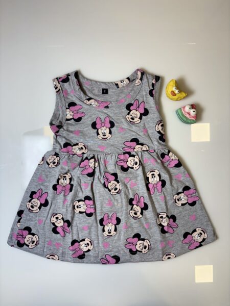 Gray Micky Mouse Printed Kids Frock