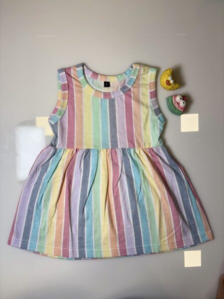 Multicolor Stripes Printed Kids Frock