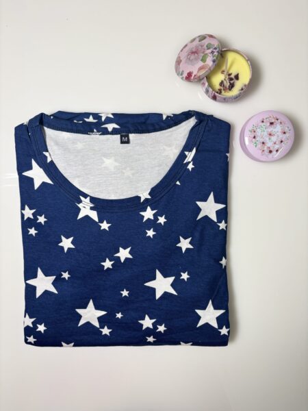 Navy and Stars Printed Short Sleeve Feeding Maxi