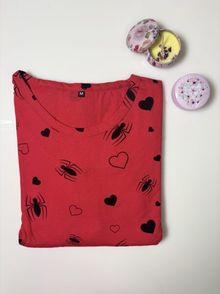 Red and Hearts Printed Short Sleeve Feeding Maxi