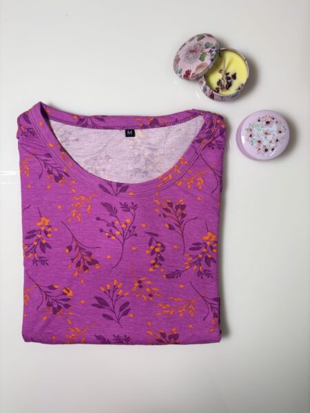 Magenta and Botanical Printed Short Sleeve Feeding Maxi