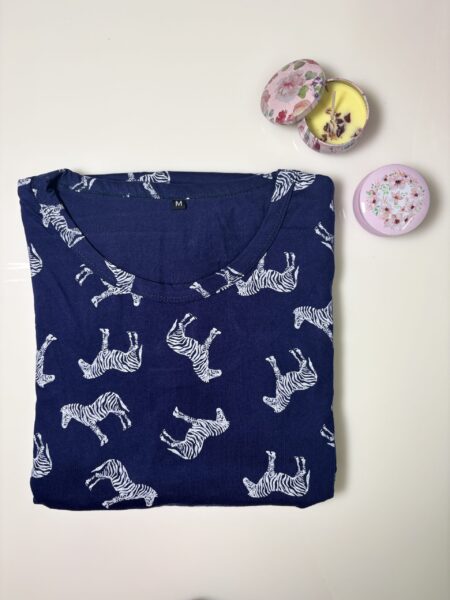 Navy and Zebra's Printed Short Sleeve Feeding Maxi