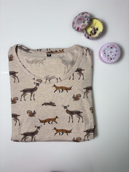 Beige and Animals Printed Short Sleeve Feeding Maxi