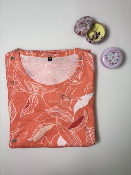 Orange and Floral Printed Short Sleeve Feeding Maxi