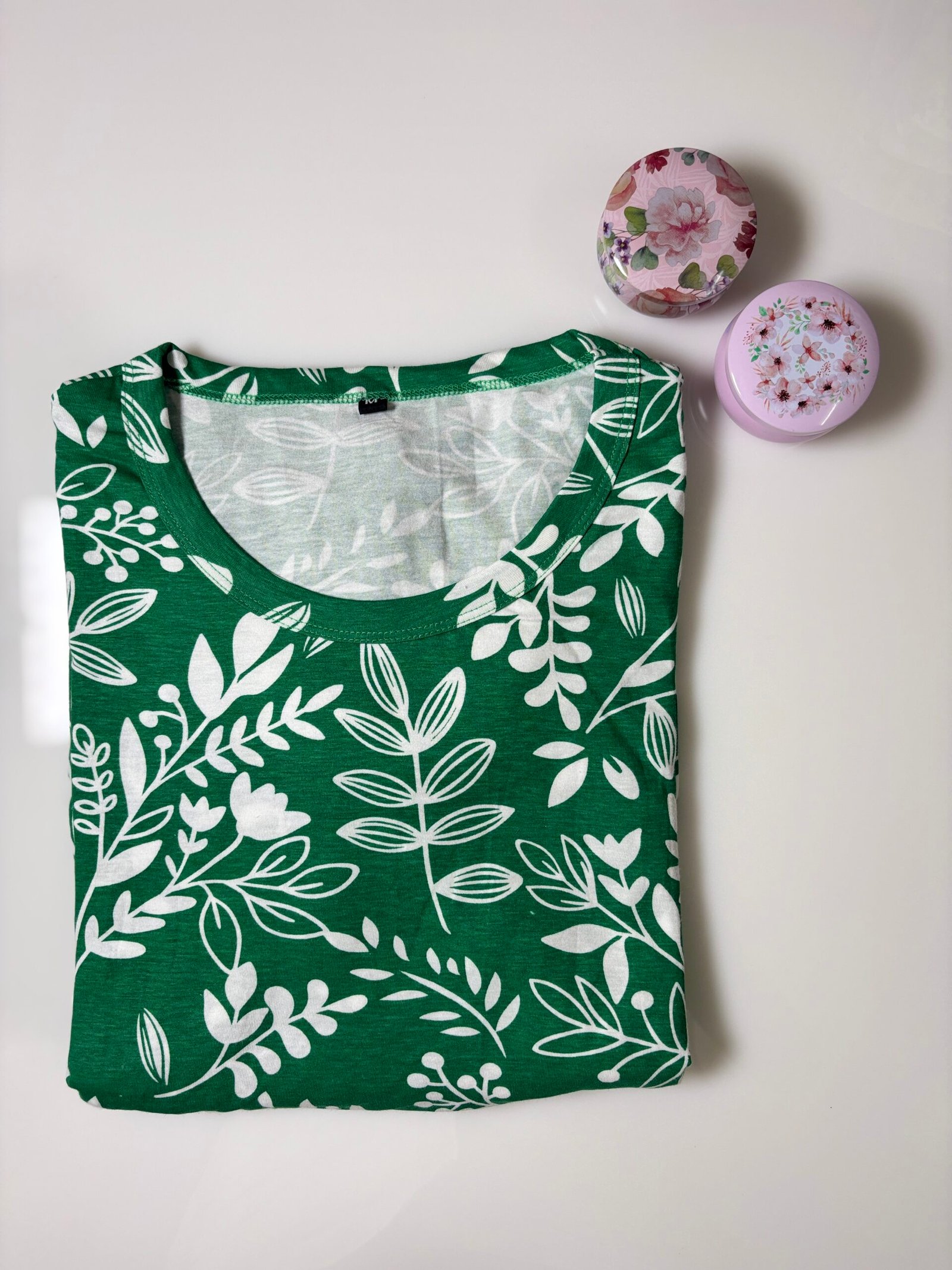 Green and  Leafy Printed Short Sleeve Feeding Maxi