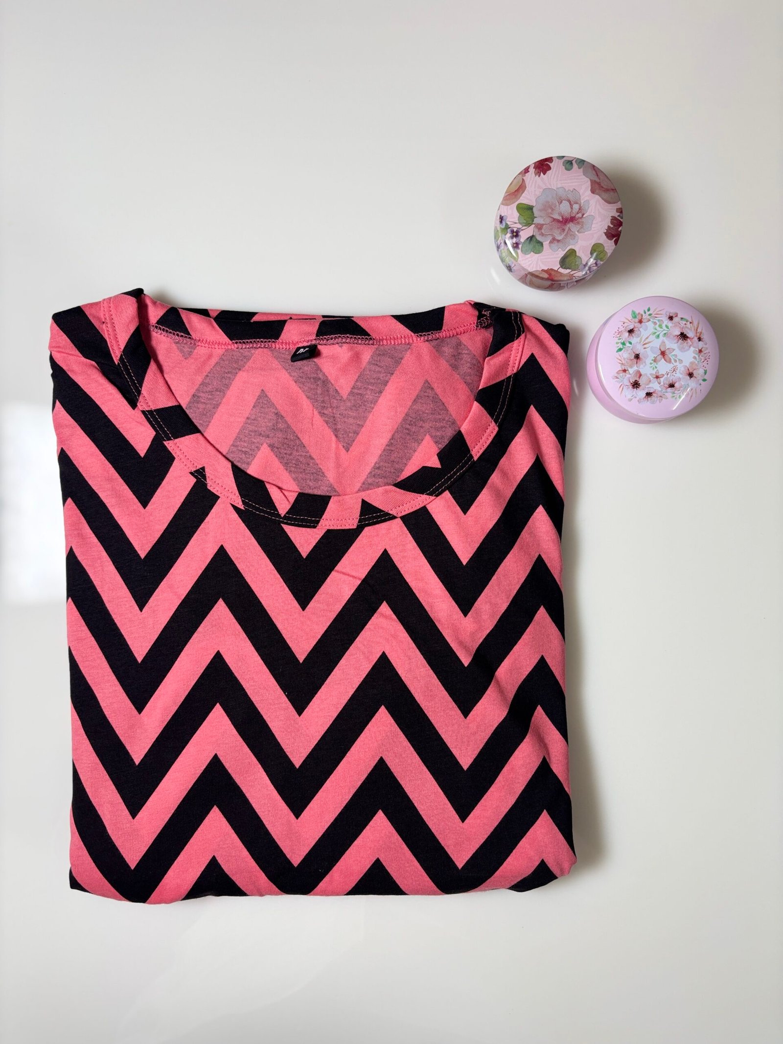 Pink and Zigzag Printed Short Sleeve Feeding Maxi