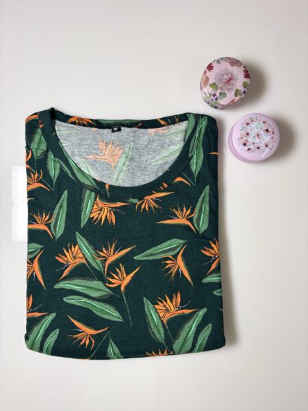Green and Tropical Printed Short Sleeve Feeding Maxi