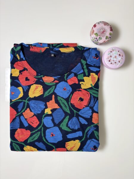 Navy and Floral Printed Short Sleeve Feeding Maxi