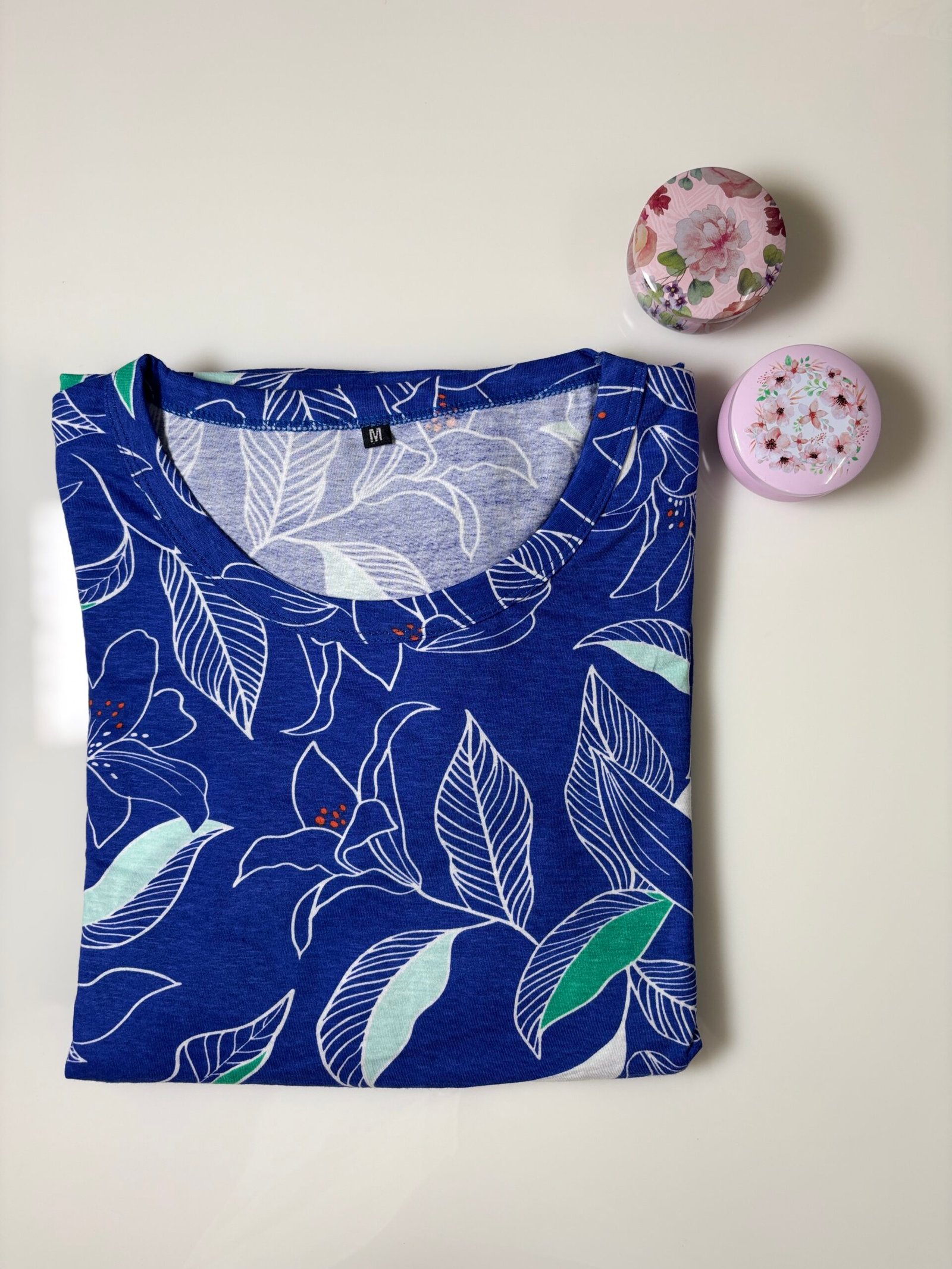 Blue and Floral Printed Short Sleeve Feeding Maxi