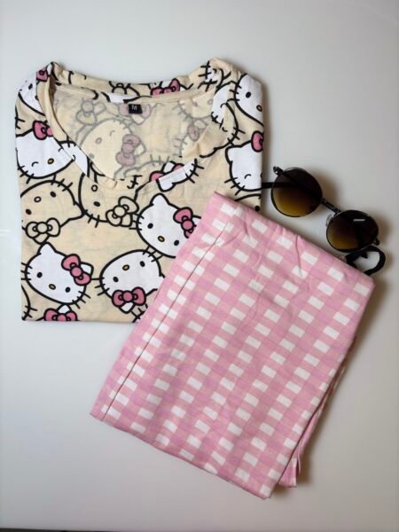 Skin Bunny Printed T-shirt with Pink Contrast Pant Set