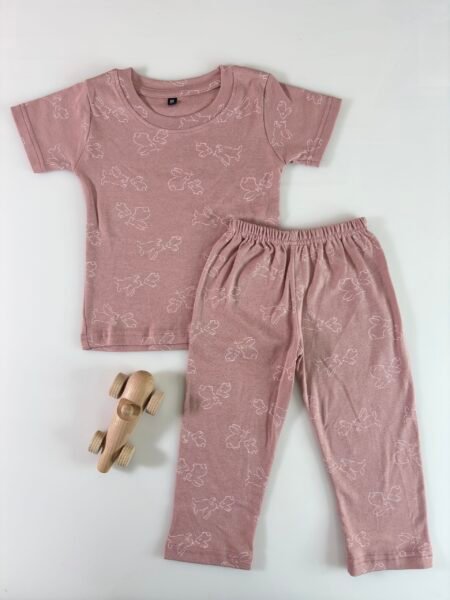 Pajamas Art Style Printed Interlock T-Shirt and Pant Co-ords