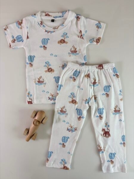 White Ethnic Motifs Printed Interlock T-Shirt and Pant Co-ords