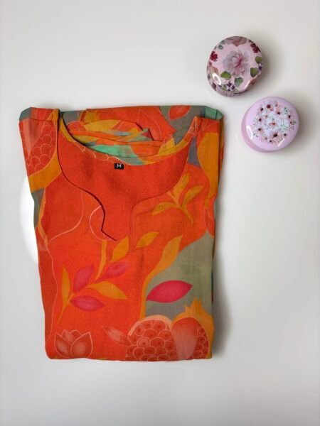 Orange Paisley Printed Georgette Outdoor Non-Feeding Maxi