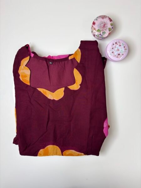 Burgundy Floral Printed Georgette Outdoor Non-Feeding Maxi