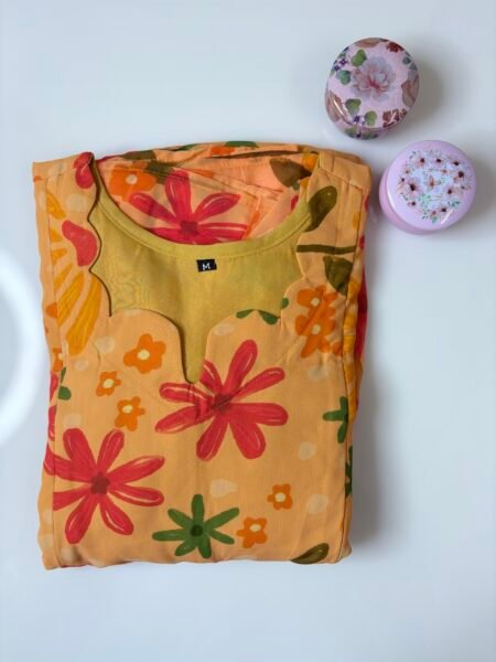 Light Orange Floral Printed Georgette Outdoor Feeding Maxi