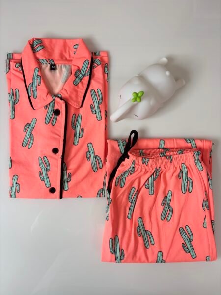 Coral and Unique Motifs Printed Shirt and Pant Coords