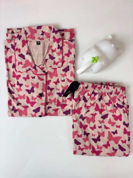 Skin Color and Butterfly Printed Shirt and Pant Coords