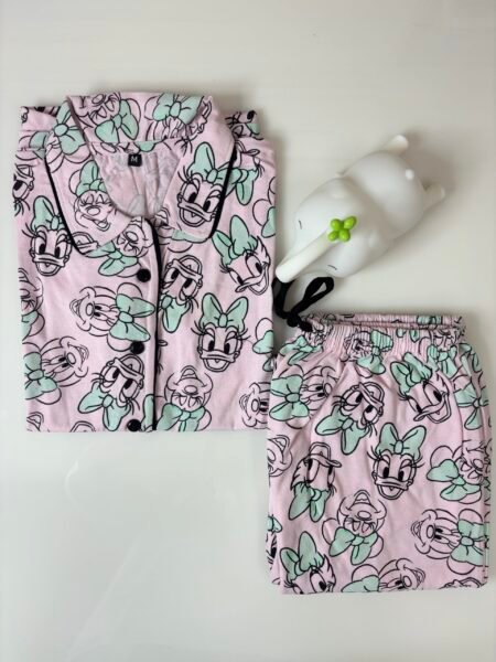 Baby Pink and Minnie Daisy Printed Shirt and Pant Coords
