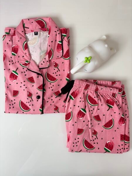 Pink and Watermelon Pattern Printed Shirt and Pant Coords