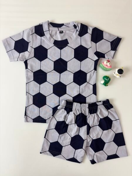 Grey Hexagon Printed T-Shirts and Shorts Coords