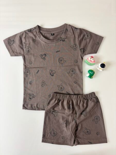 Light Brown Piggy'sPrinted T-Shirts and Shorts Coords