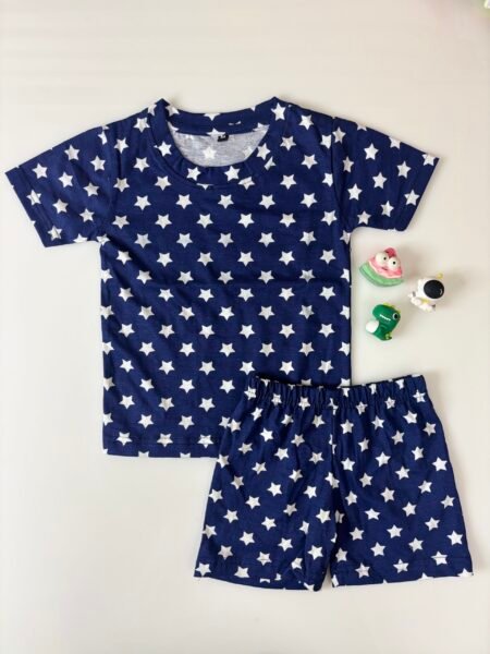 Blue Stars Printed T-Shirts and Shorts Coords