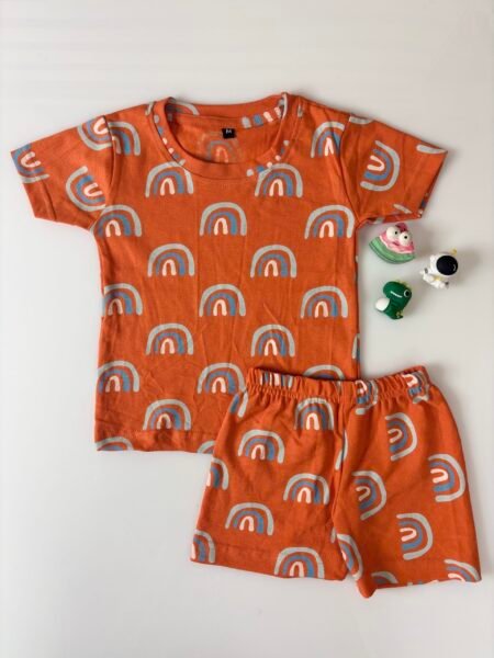 Orange Rainbow's Printed T-Shirts and Shorts Coords