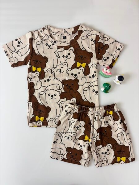 Baby Pink Bear's Printed T-Shirts and Shorts Coords
