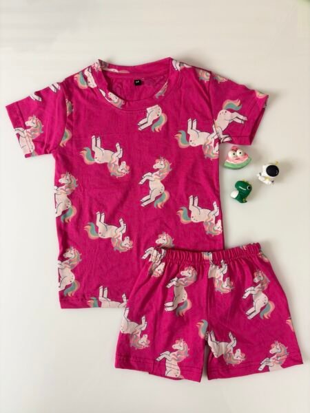 Pink Unicorn's Printed T-Shirts and Shorts Coords