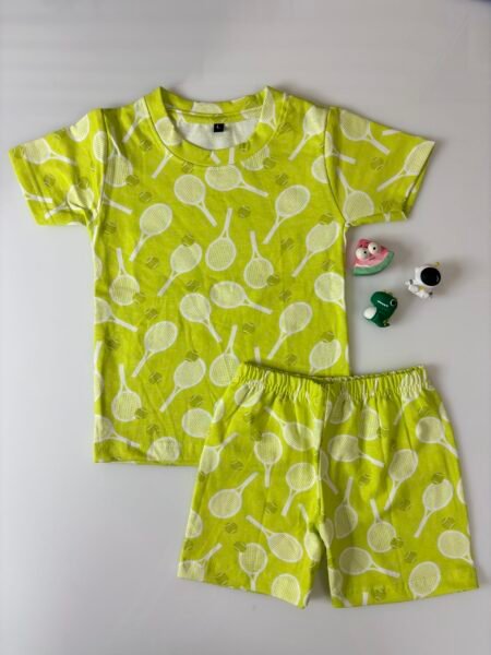 Light Green Hocket Bat's Printed T-Shirts and Shorts Coords