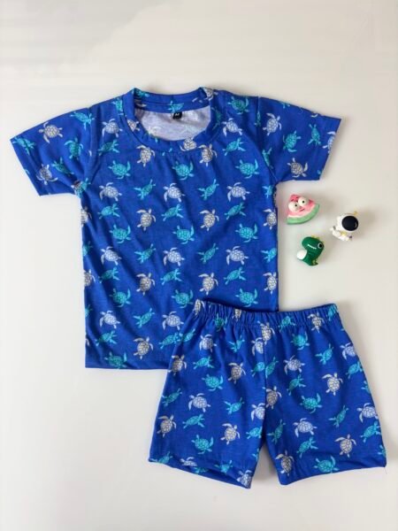 Blue Tortoise Printed T-Shirts and Shorts Coords