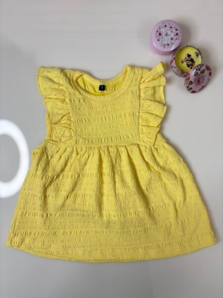 Yellow Ruffle Sleeve Frock