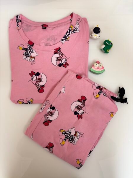Pink Cartoon's Printed T-shirt with Combo Pant Set