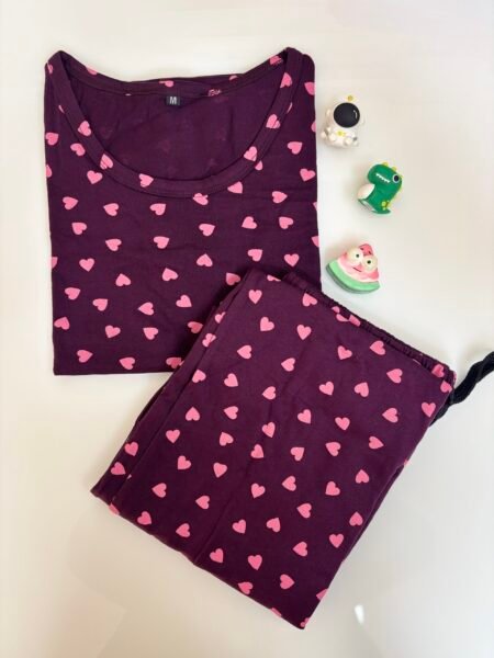 Violet Hearts Printed T-shirt with Combo Pant Set