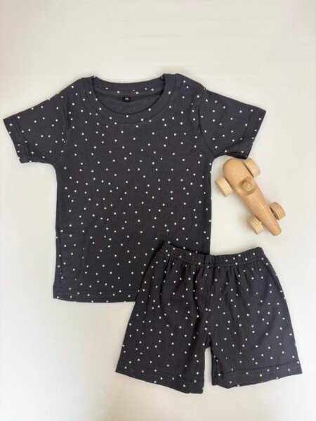 Black White Dotted Kids T-shirt and Shorts Coords