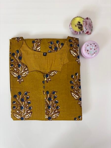 Brown Black Floral Printed Outdoor Cotton Frock