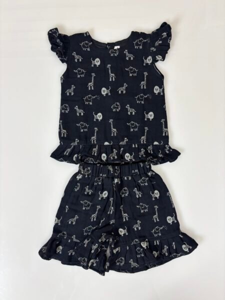 Black Animals Printed Top and Bottom Outdoor Wear Set