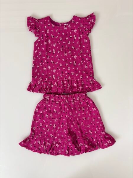 Pink Floral Printed Top and Bottom Outdoor Wear Set