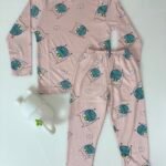 Light Pink Cartoon Birds Printed Interlock Full-Sleeve T-Shirt and Pant Co-ords - 2 - 3 Years