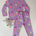 Violet Fruity Printed Interlock Full-Sleeve T-Shirt and Pant Co-ords - 2 - 3 Years