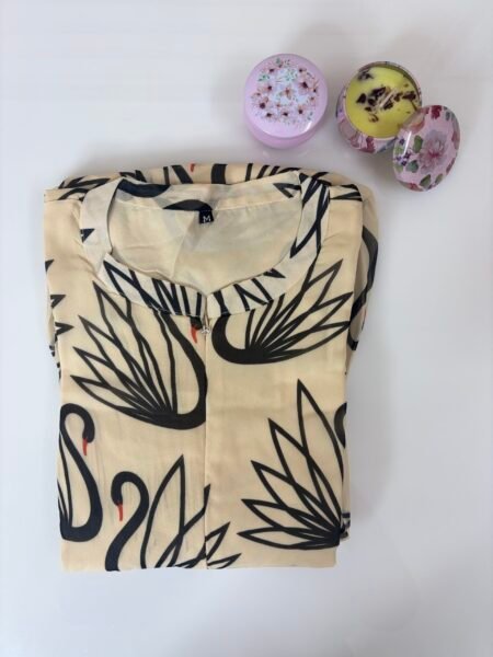 Beige Swan's Printed Georgette Center Zip Maxi