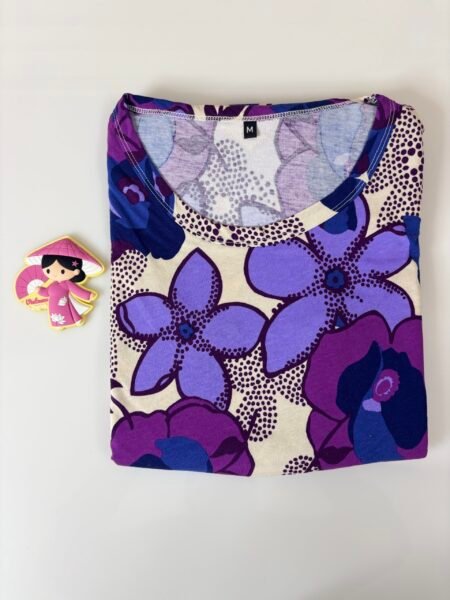 Cotton Fabric Half White Blue Floral Printed Maternity Maxi