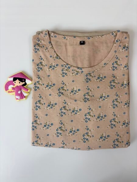 Cotton Fabric Beige Small Floral Printed Maternity Maxi