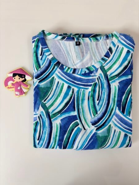 Cotton Fabric Multicolor Geometric Pattern Printed Maternity Maxi