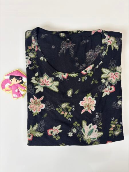 Cotton Fabric Light Black Floral Printed Maternity Maxi