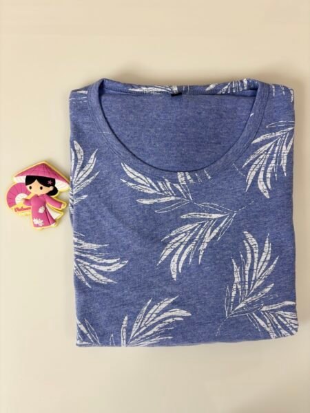 Cotton Fabric Light Blue Feather's Printed Maternity Maxi