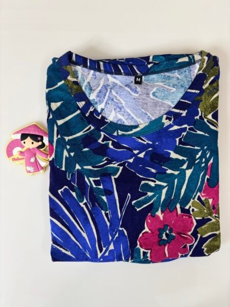 Cotton Fabric Navy Blue Floral Printed Maternity Maxi